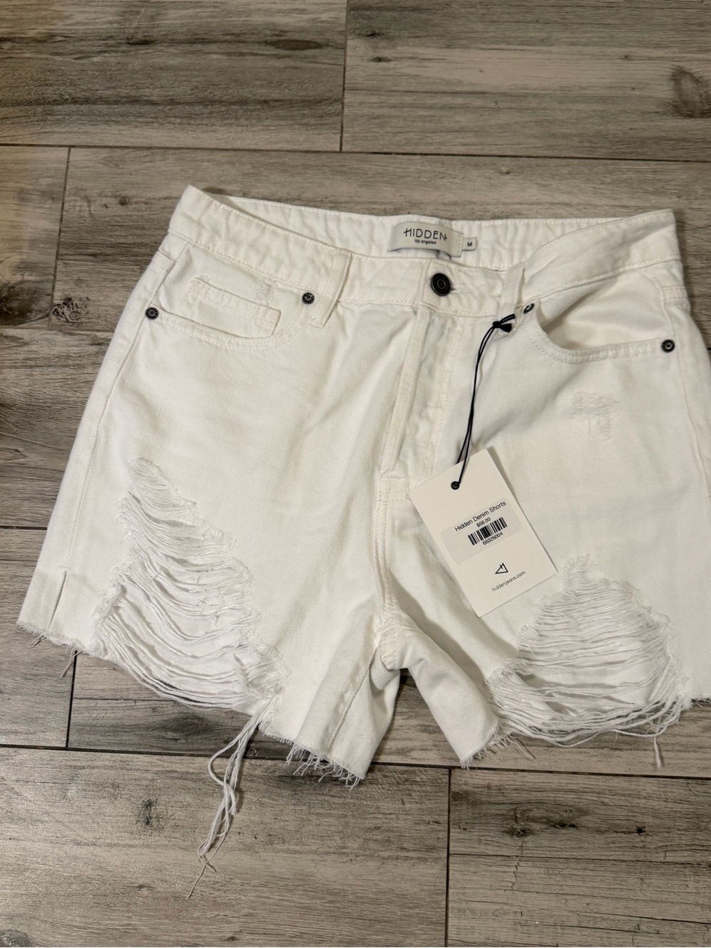 SOFIE White High-Rise Distressed Denim Cutoff Shorts